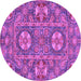 Round Machine Washable Abstract Purple Modern Area Rugs, wshabs2860pur