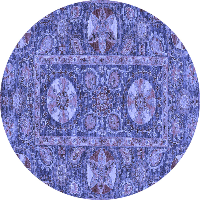 Round Machine Washable Abstract Blue Modern Rug, wshabs2860blu