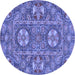 Round Machine Washable Abstract Blue Modern Rug, wshabs2860blu