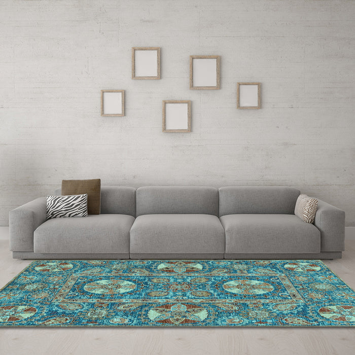 Machine Washable Abstract Light Blue Modern Rug in a Living Room, wshabs2860lblu