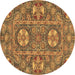 Round Abstract Brown Modern Rug, abs2860brn