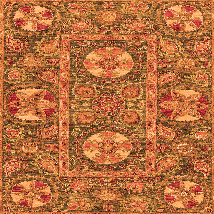 Square Machine Washable Abstract Orange Modern Area Rugs, wshabs2860org