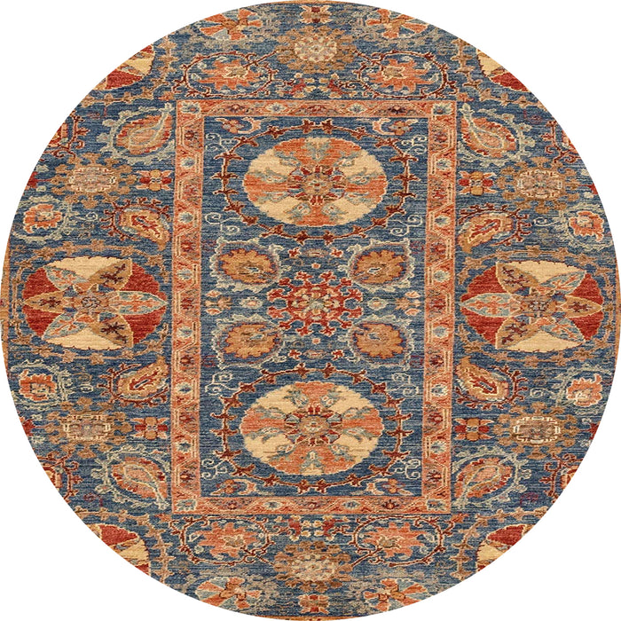 Round Machine Washable Abstract Chestnut Brown Rug, wshabs2860