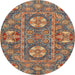 Round Machine Washable Abstract Chestnut Brown Rug, wshabs2860