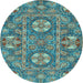 Round Abstract Light Blue Modern Rug, abs2860lblu