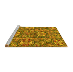 Sideview of Machine Washable Abstract Yellow Modern Rug, wshabs2860yw