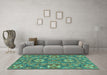 Machine Washable Abstract Turquoise Modern Area Rugs in a Living Room,, wshabs2860turq