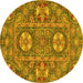 Round Abstract Yellow Modern Rug, abs2860yw