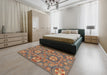 Machine Washable Abstract Chestnut Brown Rug in a Bedroom, wshabs2860