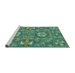 Sideview of Machine Washable Abstract Turquoise Modern Area Rugs, wshabs2860turq