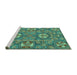 Sideview of Machine Washable Abstract Turquoise Modern Area Rugs, wshabs2860turq