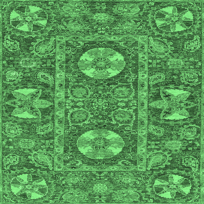 Square Abstract Emerald Green Modern Rug, abs2860emgrn