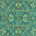 Square Machine Washable Abstract Turquoise Modern Area Rugs, wshabs2860turq