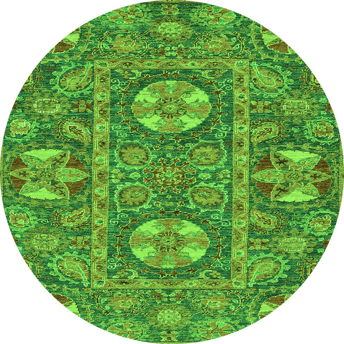 Round Machine Washable Abstract Green Modern Area Rugs, wshabs2860grn