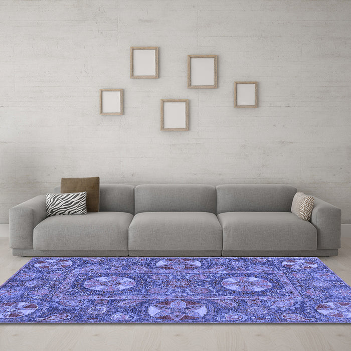 Machine Washable Abstract Blue Modern Rug in a Living Room, wshabs2860blu