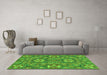 Machine Washable Abstract Green Modern Area Rugs in a Living Room,, wshabs2860grn