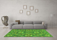 Machine Washable Abstract Green Modern Rug, wshabs2860grn