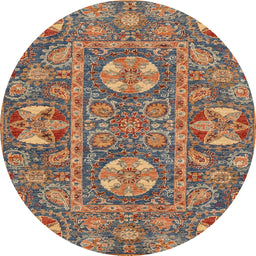 Round Abstract Chestnut Brown Modern Rug, abs2860