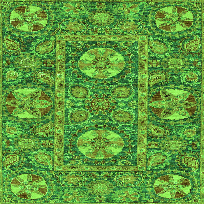 Square Machine Washable Abstract Green Modern Area Rugs, wshabs2860grn