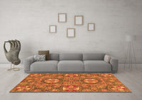 Machine Washable Abstract Orange Modern Rug, wshabs2860org