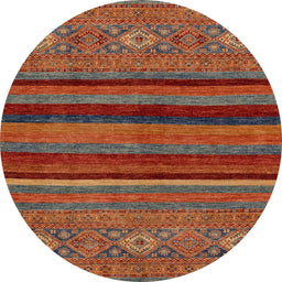 Round Abstract Gold Brown Modern Rug, abs2861