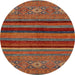 Round Abstract Gold Brown Modern Rug, abs2861