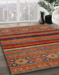 Abstract Gold Brown Modern Rug, abs2861