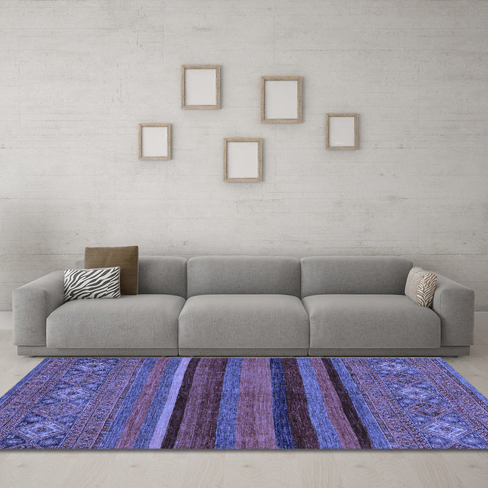 Machine Washable Abstract Blue Modern Rug in a Living Room, wshabs2861blu