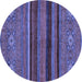 Round Machine Washable Abstract Blue Modern Rug, wshabs2861blu