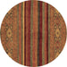 Round Abstract Brown Modern Rug, abs2861brn