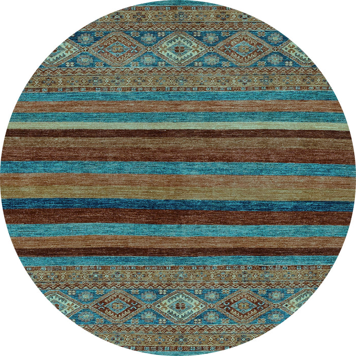Round Abstract Light Blue Modern Rug, abs2861lblu