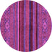 Round Machine Washable Abstract Purple Modern Area Rugs, wshabs2861pur