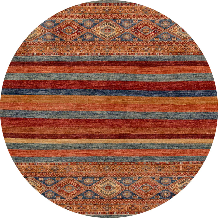 Round Machine Washable Abstract Gold Brown Rug, wshabs2861