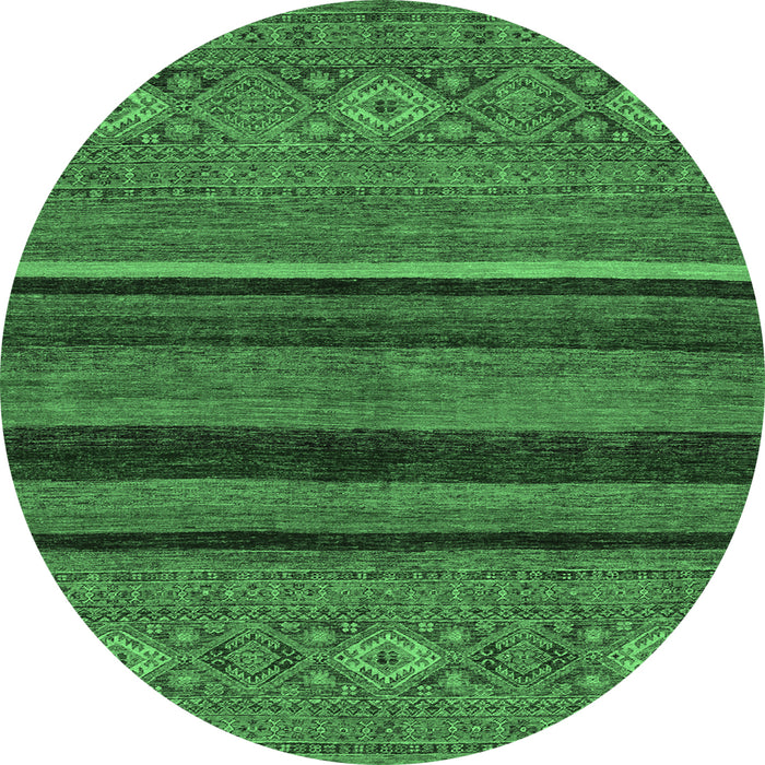 Round Abstract Emerald Green Modern Rug, abs2861emgrn