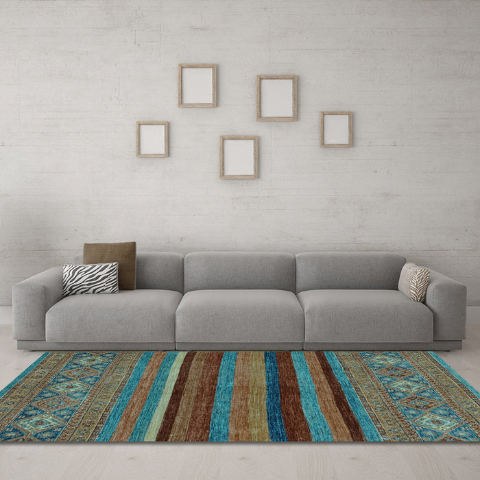 Machine Washable Abstract Light Blue Modern Rug in a Living Room, wshabs2861lblu