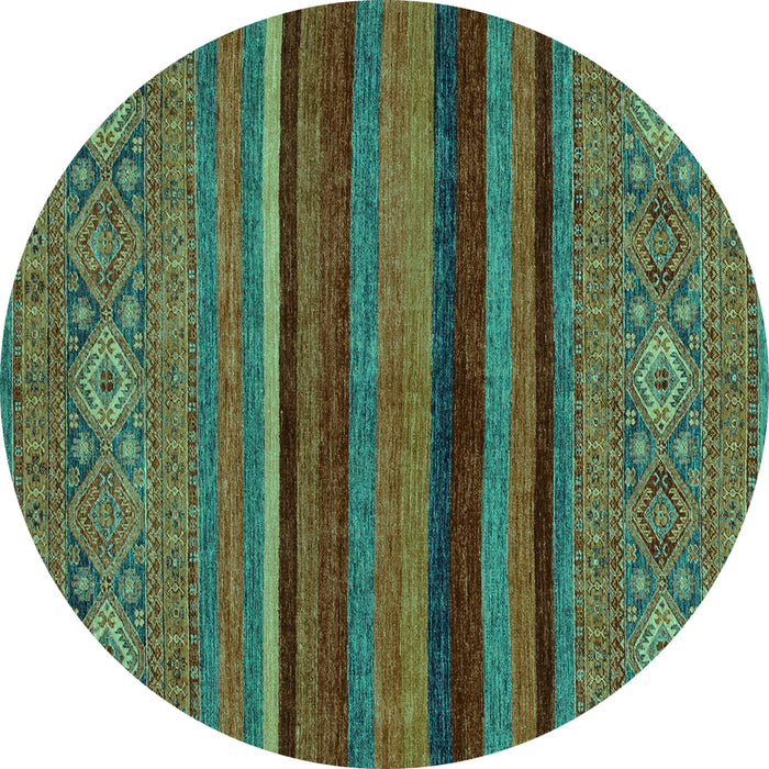 Round Abstract Turquoise Modern Rug, abs2861turq