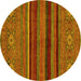 Round Abstract Yellow Modern Rug, abs2861yw