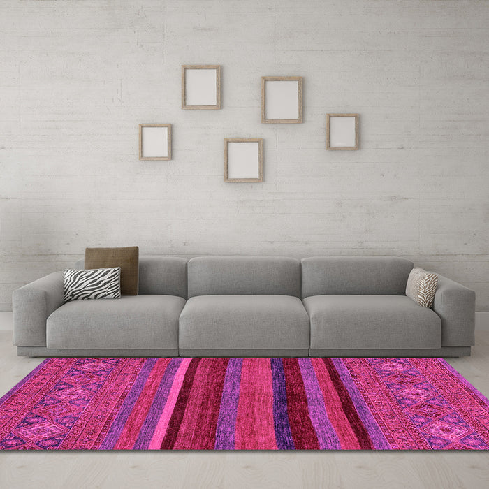 Machine Washable Abstract Pink Modern Rug in a Living Room, wshabs2861pnk