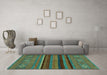 Machine Washable Abstract Turquoise Modern Area Rugs in a Living Room,, wshabs2861turq