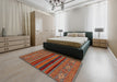 Abstract Gold Brown Modern Rug in a Bedroom, abs2861