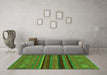 Machine Washable Abstract Green Modern Area Rugs in a Living Room,, wshabs2861grn