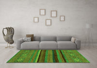 Machine Washable Abstract Green Modern Rug, wshabs2861grn