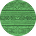 Round Abstract Emerald Green Modern Rug, abs2862emgrn