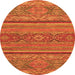 Round Abstract Orange Modern Rug, abs2862org