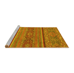 Sideview of Machine Washable Abstract Yellow Modern Rug, wshabs2862yw