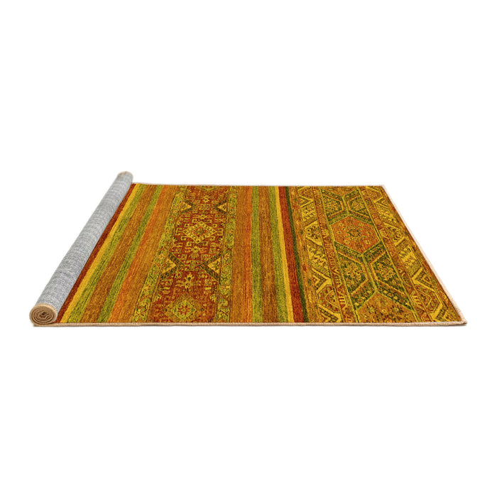 Sideview of Machine Washable Abstract Yellow Modern Rug, wshabs2862yw