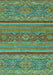 Machine Washable Abstract Turquoise Modern Area Rugs, wshabs2862turq