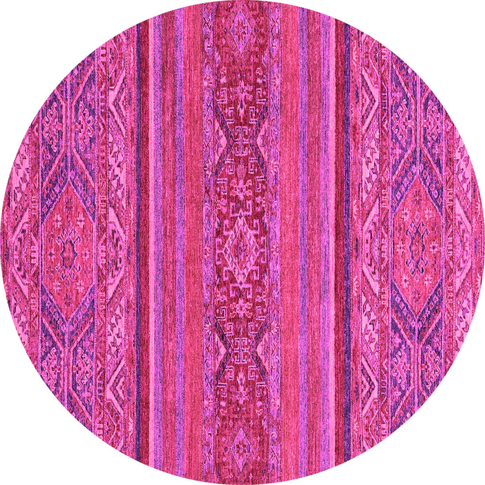 Round Machine Washable Abstract Pink Modern Rug, wshabs2862pnk