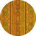 Round Abstract Yellow Modern Rug, abs2862yw