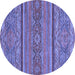 Round Abstract Blue Modern Rug, abs2862blu